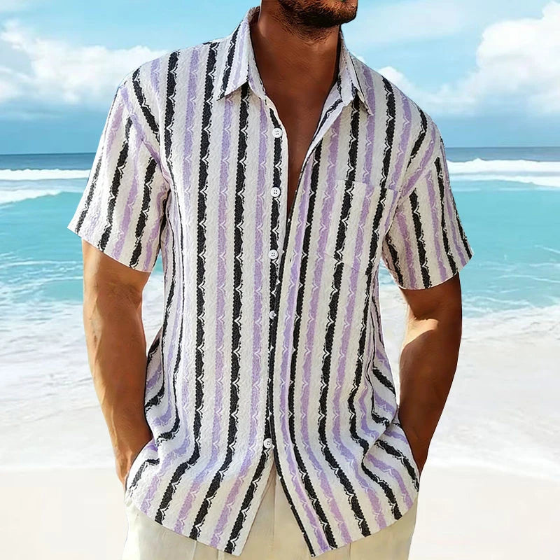 Men's Striped Knit T-Shirt | Vintage Textured Summer Essential 7