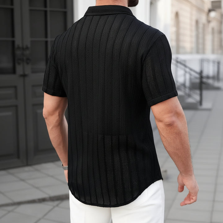 Men's Striped Polyester Cardigan | Stylish Summer Comfort Fit 1