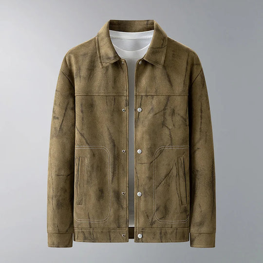 Men's suede casual jacket with modern patterned office-ready shape