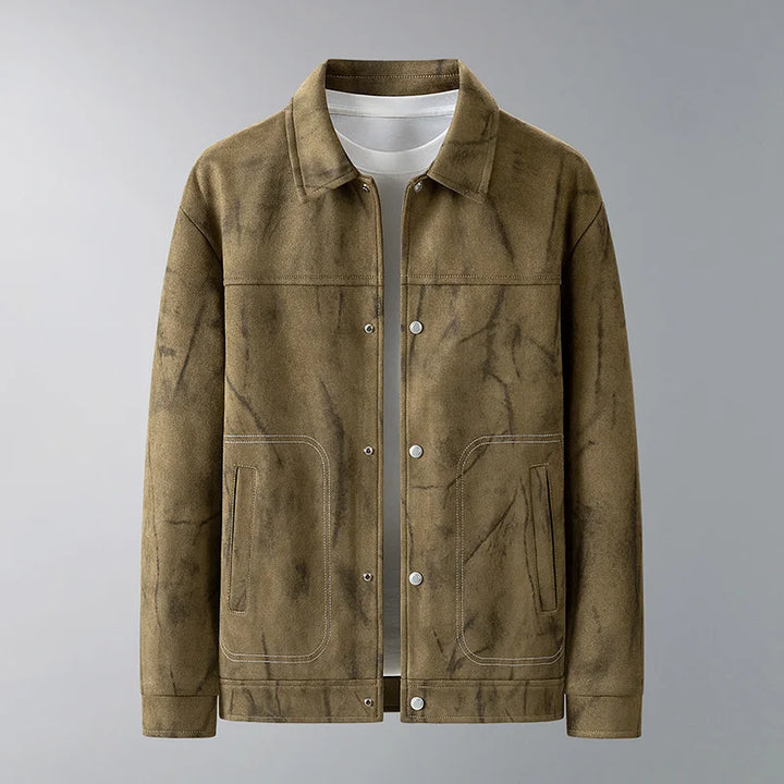 Men's suede casual jacket with modern patterned office-ready shape