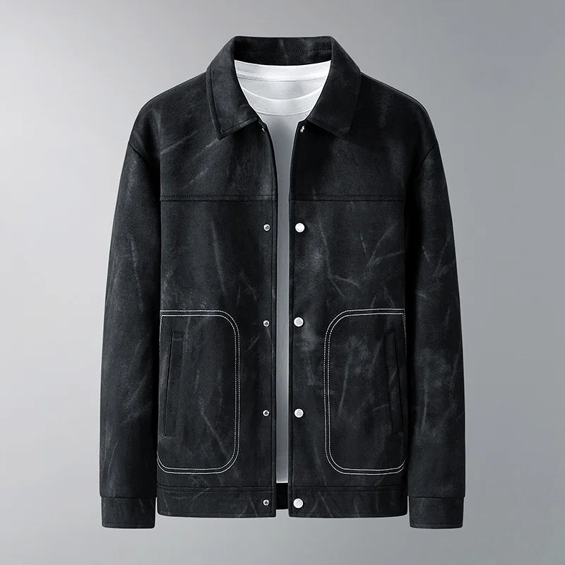 Men's Suede Casual Jacket | Stylish Tie Dye Design for Modern Office Wear 1