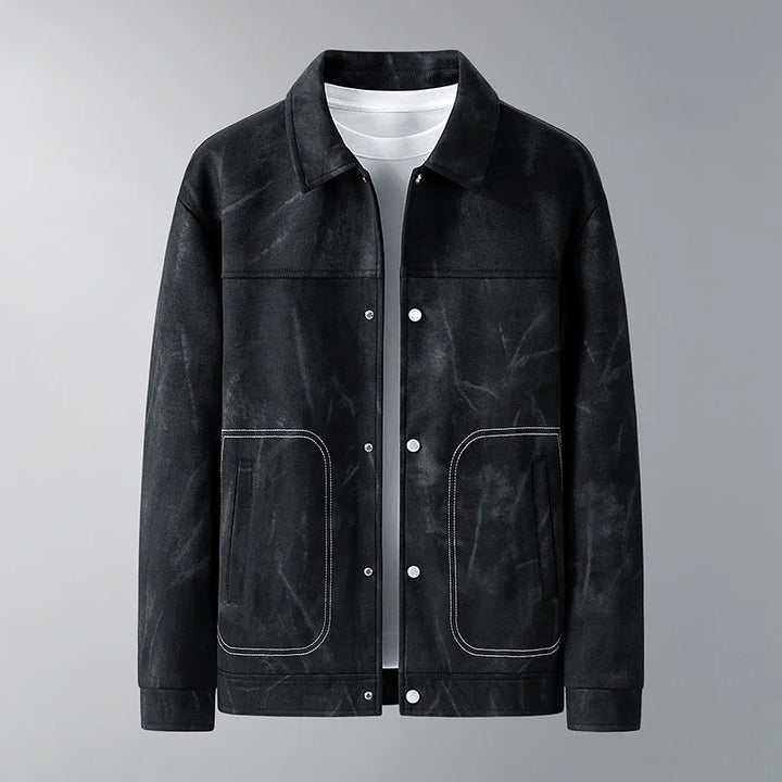 Men's Suede Casual Jacket | Stylish Tie Dye Design for Modern Office Wear 1