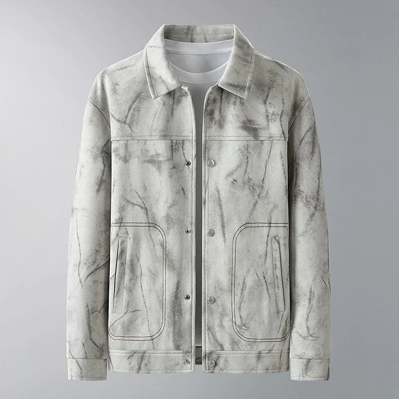 Men's Suede Casual Jacket | Stylish Tie Dye Design for Modern Office Wear 2