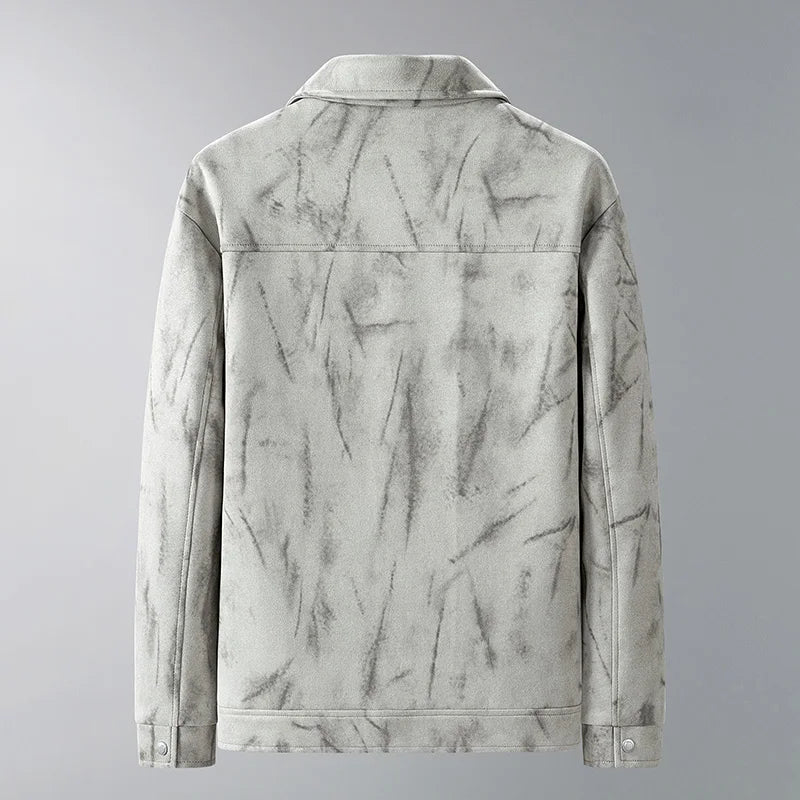 Men's Suede Casual Jacket | Stylish Tie Dye Design for Modern Office Wear 3