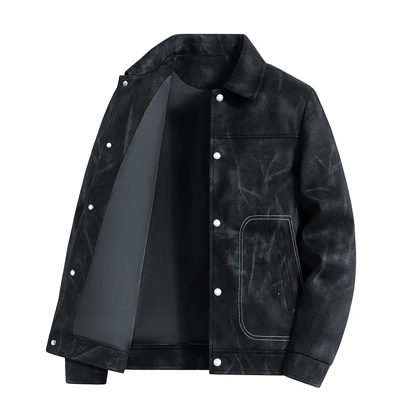 Men's Suede Casual Jacket | Stylish Tie Dye Design for Modern Office Wear 4