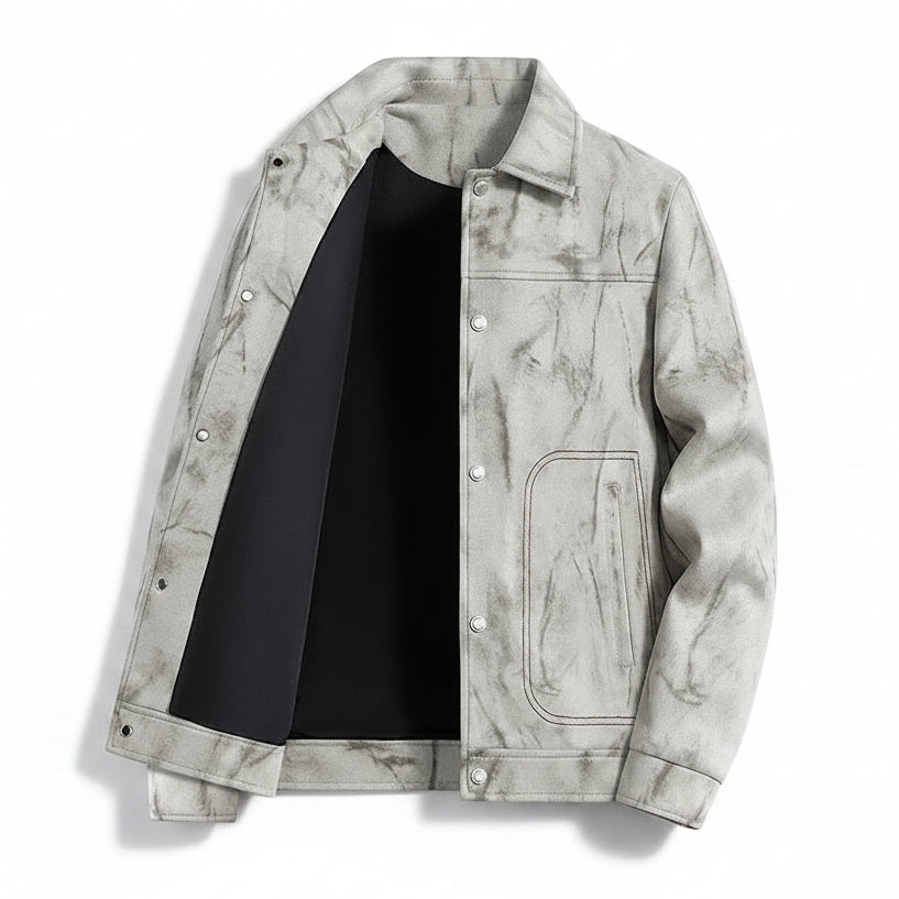 Men's Suede Casual Jacket | Stylish Tie Dye Design for Modern Office Wear 5