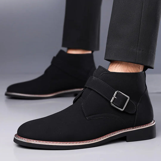Men's suede Chelsea ankle boots with pointed winter profile