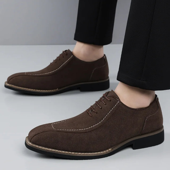 Men's Suede Leather Oxford Shoes | Elegant Patchwork Formal Design 1