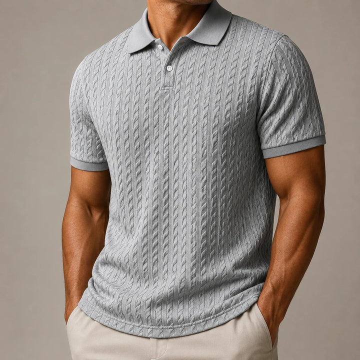 Men's Textured Cable-Knit Polo Shirt | Refined Classic Layering Essential 0