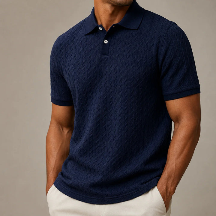 Men's Textured Cable-Knit Polo Shirt | Refined Classic Layering Essential 3