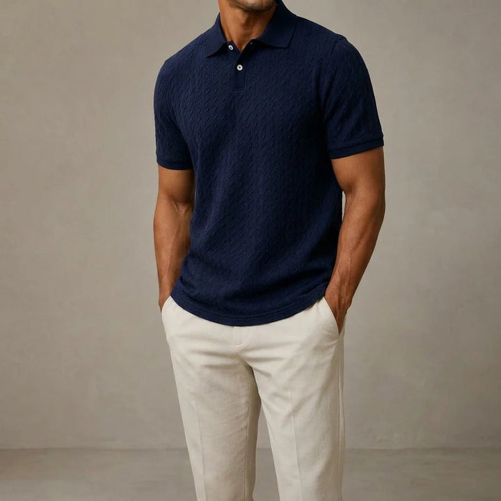 Men's Textured Cable-Knit Polo Shirt | Refined Classic Layering Essential 4