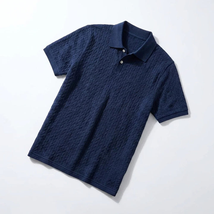 Men's Textured Cable-Knit Polo Shirt | Refined Classic Layering Essential 5