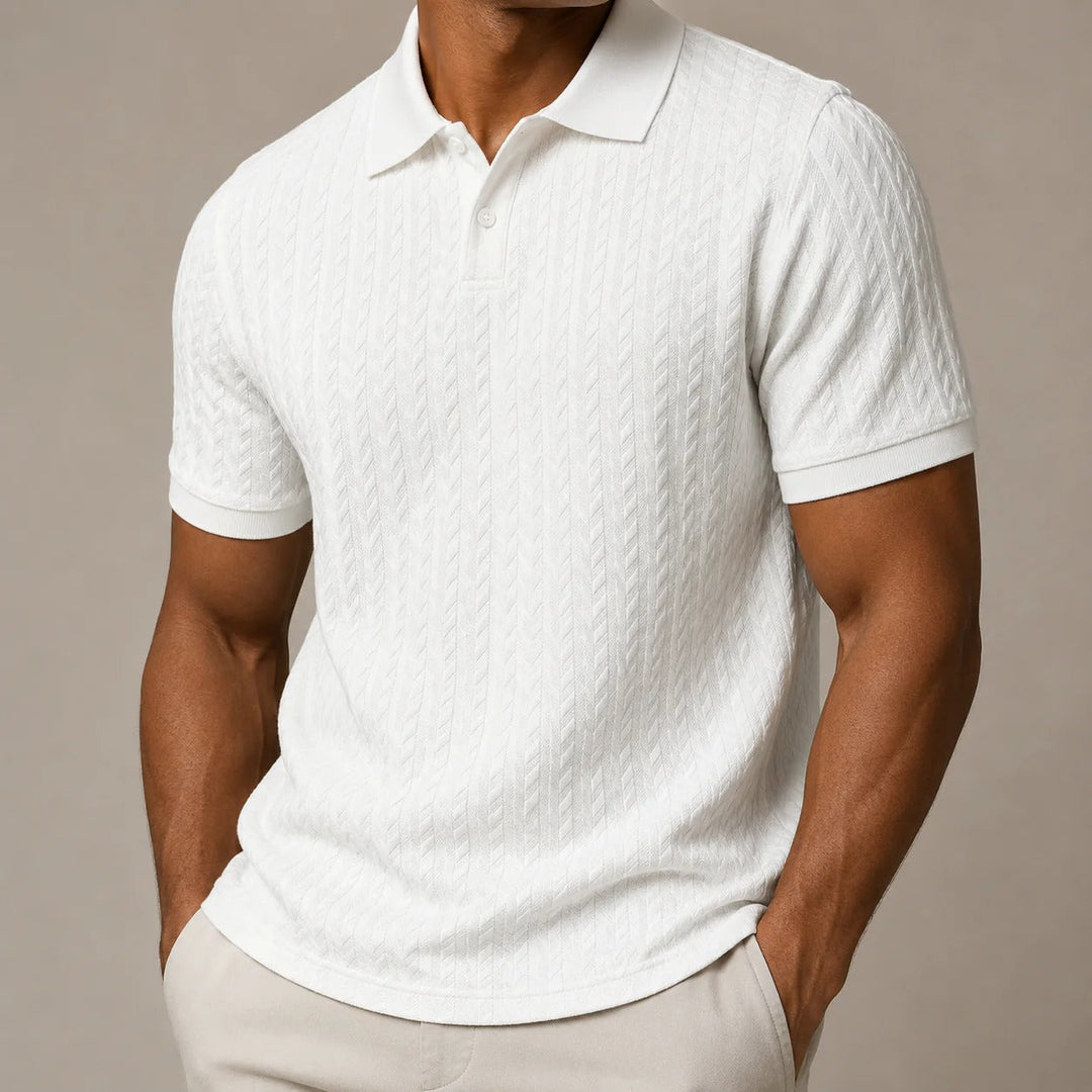 Men's Textured Cable-Knit Polo Shirt | Refined Classic Layering Essential 6