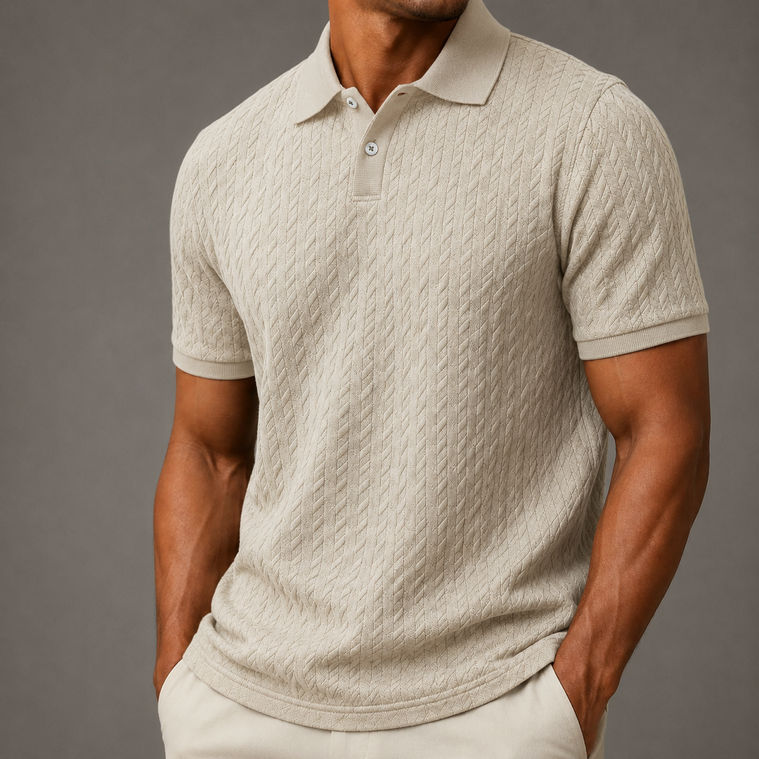 Men's Textured Cable-Knit Polo Shirt | Refined Classic Layering Essential 8