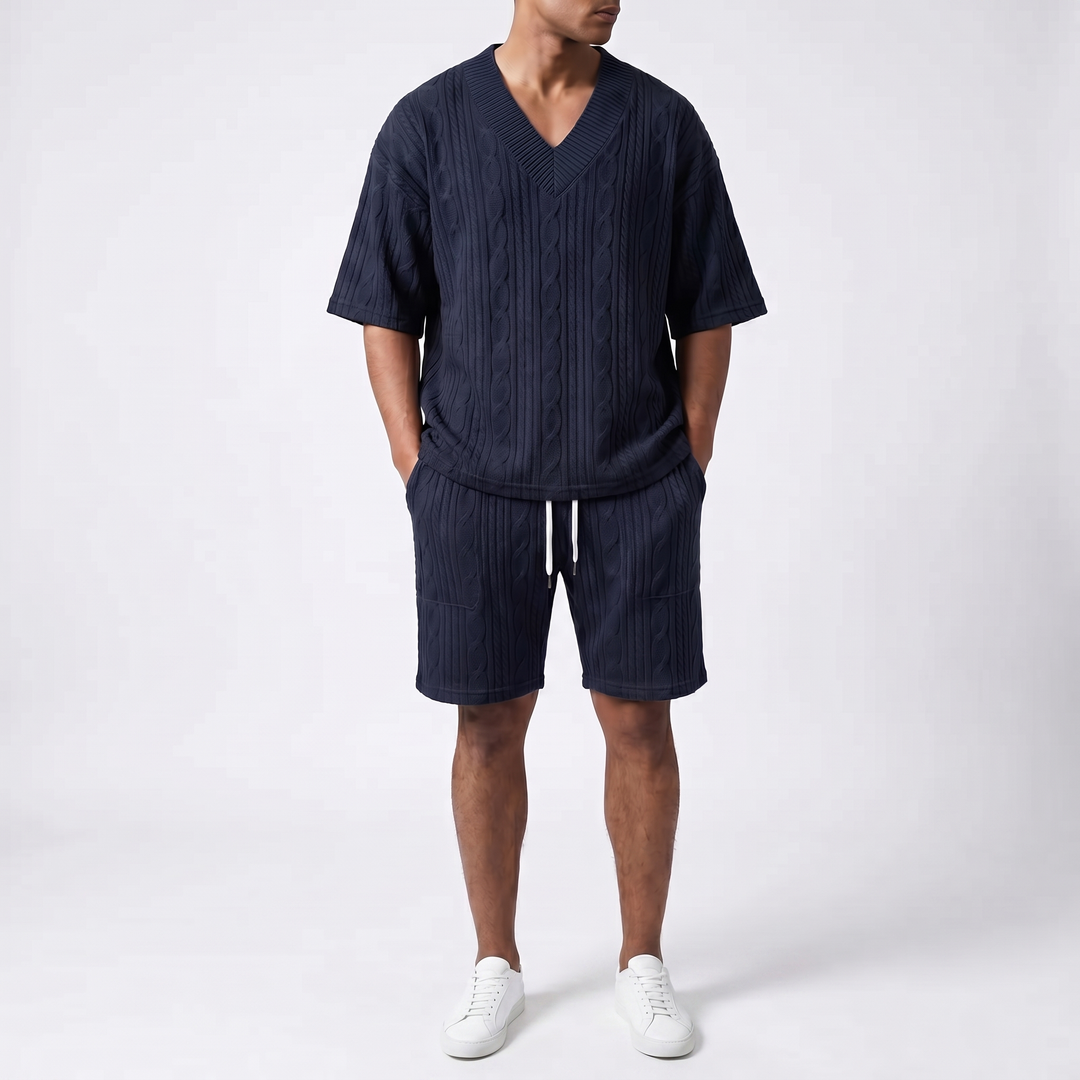 Men's Textured Cotton Casual Set | Relaxed Tailored Comfort Fit 1