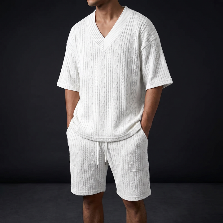 Men's Textured Cotton Casual Set | Relaxed Tailored Comfort Fit 2