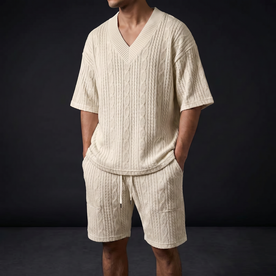Men's Textured Cotton Casual Set | Relaxed Tailored Comfort Fit 3