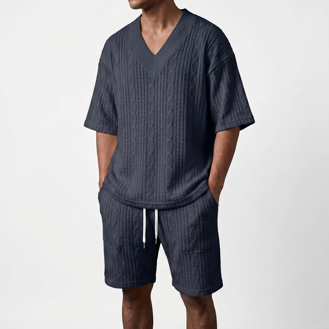 Men's Textured Cotton Casual Set | Relaxed Tailored Comfort Fit 4