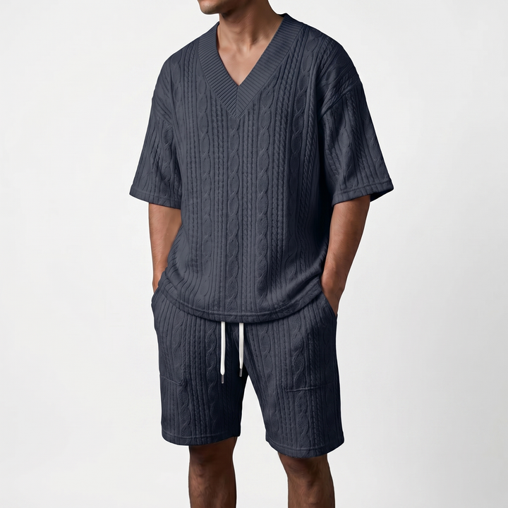 Men's Textured Cotton Casual Set | Relaxed Tailored Comfort Fit 4