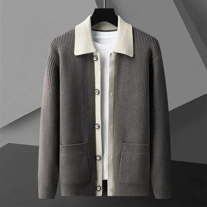 Men's Textured Knit Cardigan | Refined Tailored Layering Essential 2