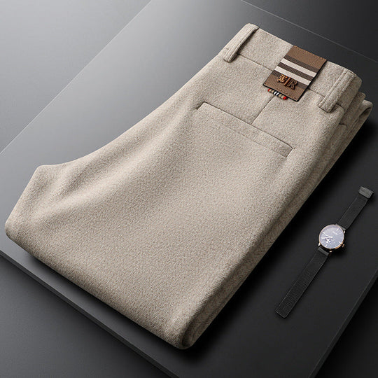 Men's textured tailored trousers with refined silhouette