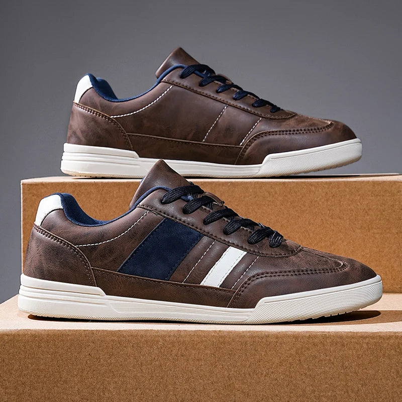 Men's Vegan Leather Low-Top Sneakers | Stylish Everyday Comfort Fit 2