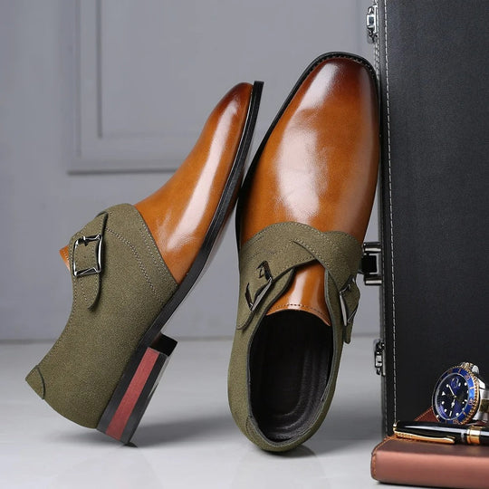 Men's Vegan Leather and Suede Loafers | Refined Double Buckle Design 0