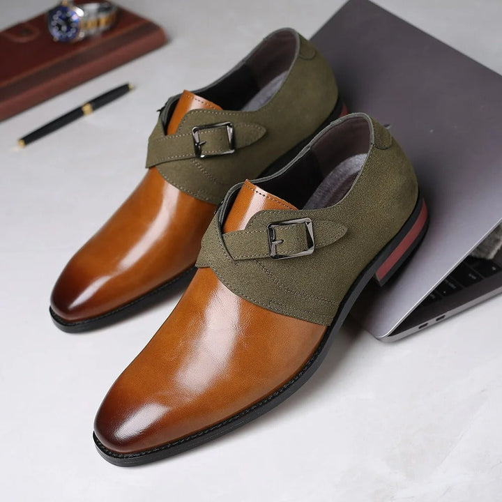 Men's Vegan Leather and Suede Loafers | Refined Double Buckle Design 2