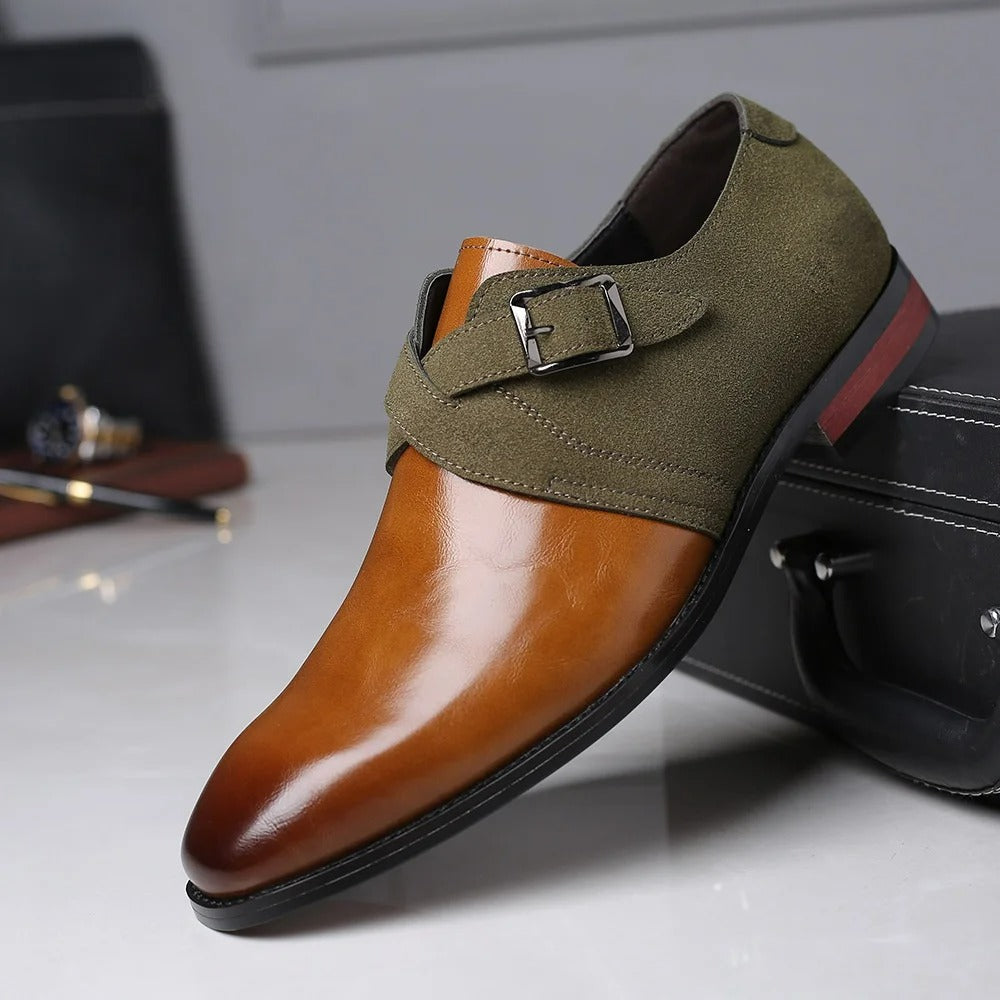 Men's Vegan Leather and Suede Loafers | Refined Double Buckle Design 3