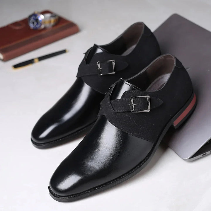 Men's Vegan Leather and Suede Loafers | Refined Double Buckle Design 4