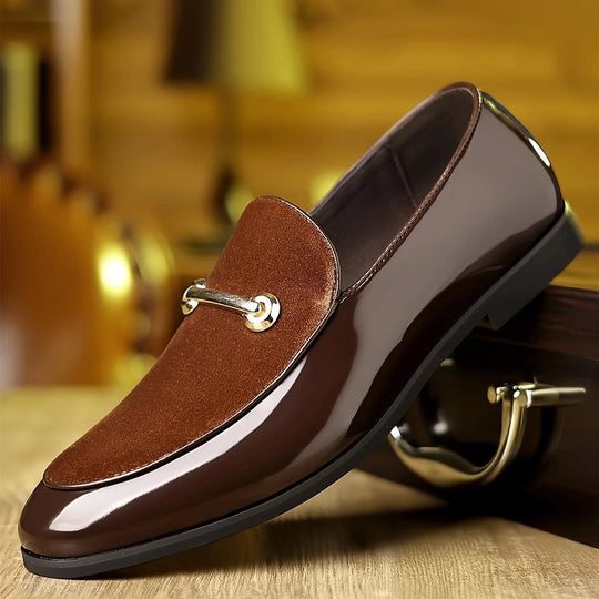 Men's velvet formal loafers with tassel slip-on profile