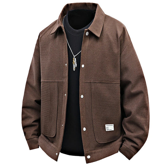 Men's vintage loose fit jacket with structured seasonal layering