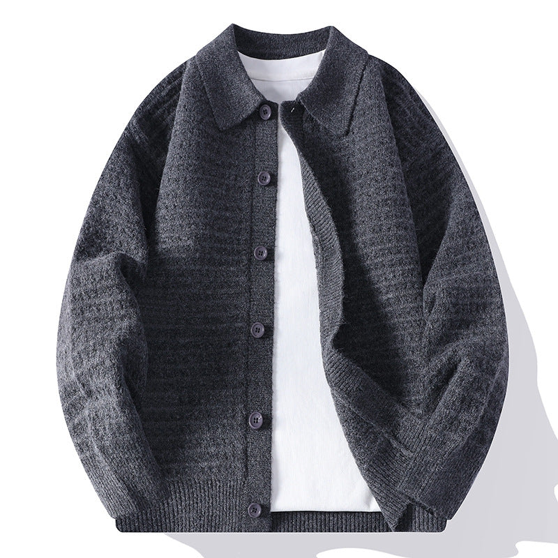 Men's Waffle Knit Cardigan | Soft Textured Layering Essential 1