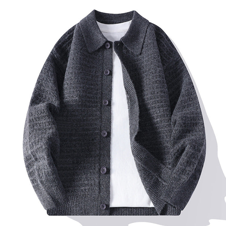 Men's Waffle Knit Cardigan | Soft Textured Layering Essential 1