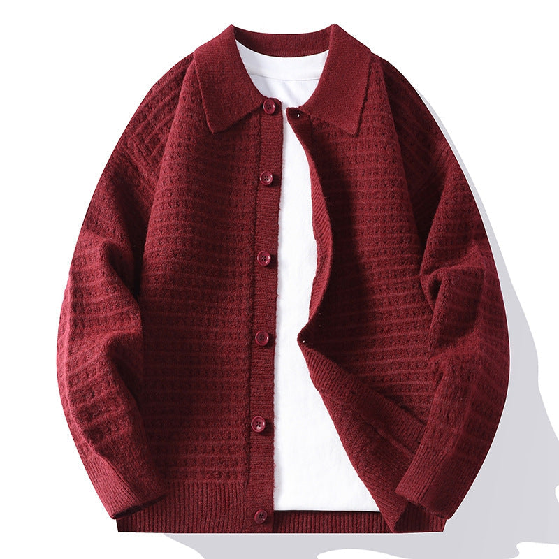 Men's Waffle Knit Cardigan | Soft Textured Layering Essential 3