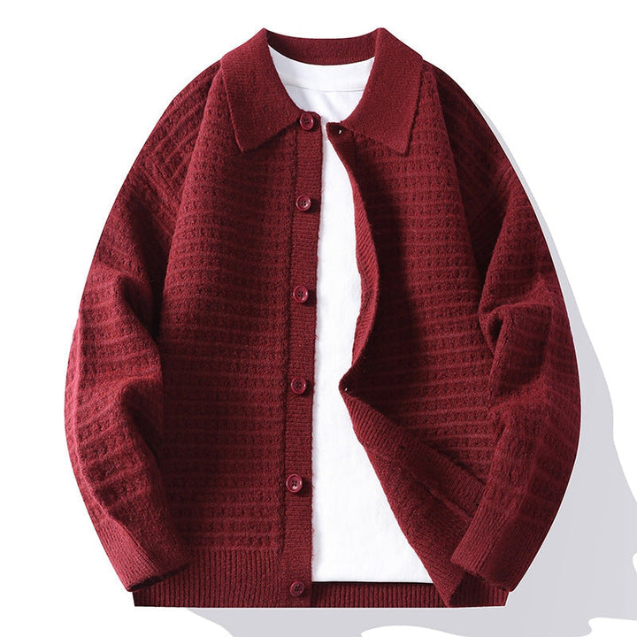 Men's Waffle Knit Cardigan | Soft Textured Layering Essential 3