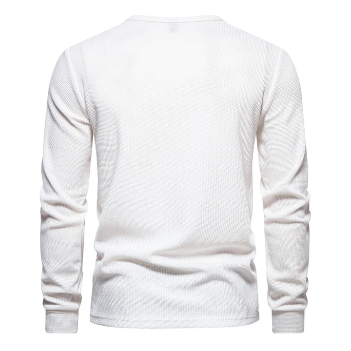 Men's Waffle Knit Long Sleeve T-Shirt | Breathable Casual Comfort Fit 1