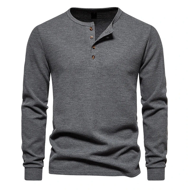 Men's Waffle Knit Long Sleeve T-Shirt | Breathable Casual Comfort Fit 2