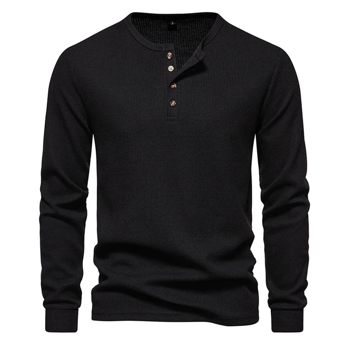 Men's Waffle Knit Long Sleeve T-Shirt | Breathable Casual Comfort Fit 3