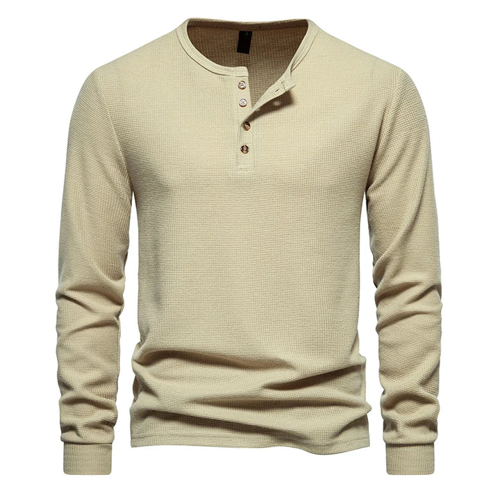 Men's Waffle Knit Long Sleeve T-Shirt | Breathable Casual Comfort Fit 5