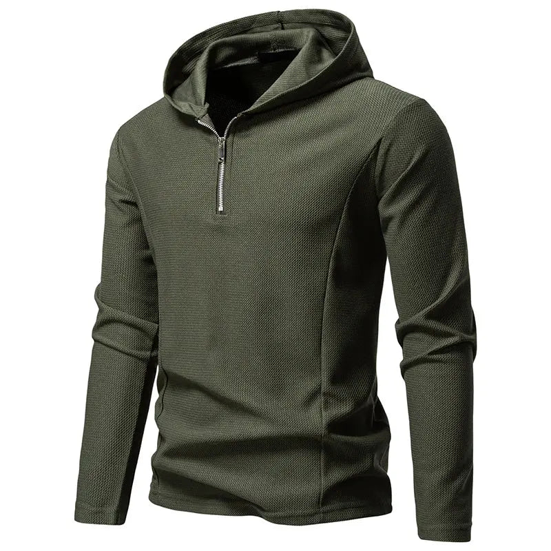Men's Waffle Long Sleeve Hooded T-Shirt | Breathable Casual Autumn Style 2