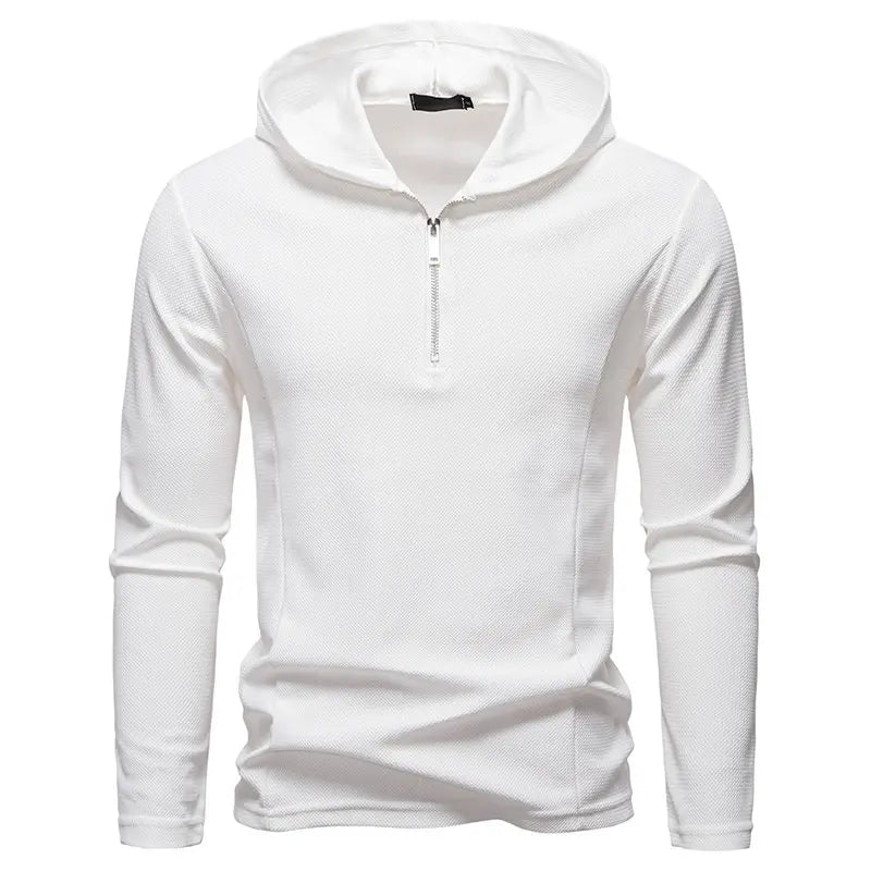 Men's Waffle Long Sleeve Hooded T-Shirt | Breathable Casual Autumn Style 4