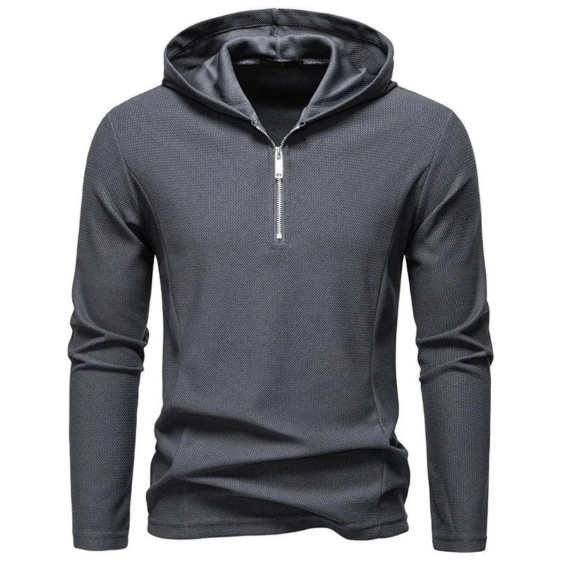 Men's Waffle Long Sleeve Hooded T-Shirt | Breathable Casual Autumn Style 5