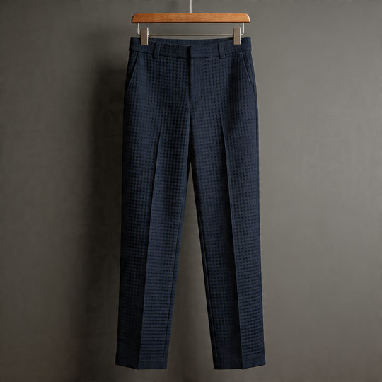 Men's waffle texture trousers with polished business fit