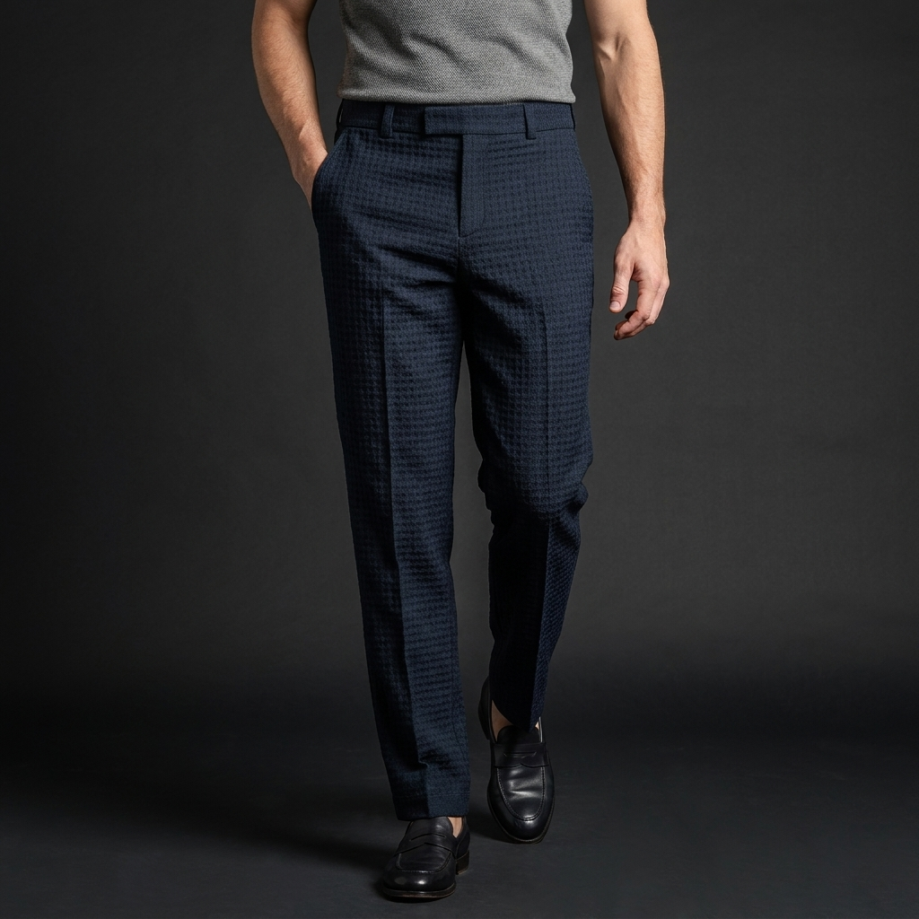 Men's Waffle Texture Trousers | Polished Business-Ready Fit 1