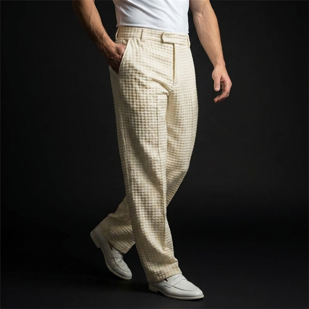 Men's Waffle Texture Trousers | Polished Business-Ready Fit 2