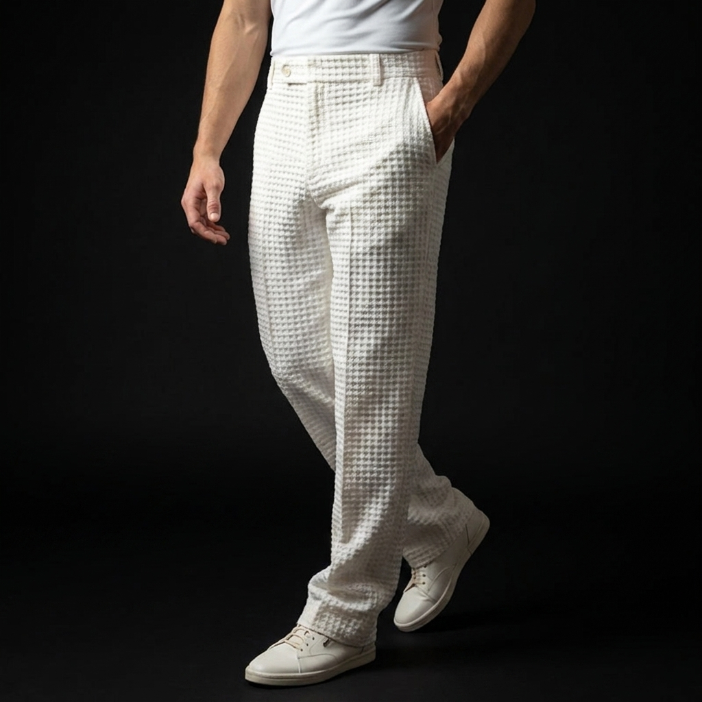 Men's Waffle Texture Trousers | Polished Business-Ready Fit 4