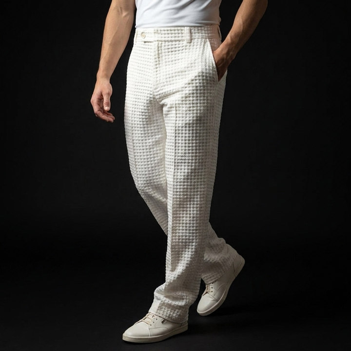 Men's Waffle Texture Trousers | Polished Business-Ready Fit 4