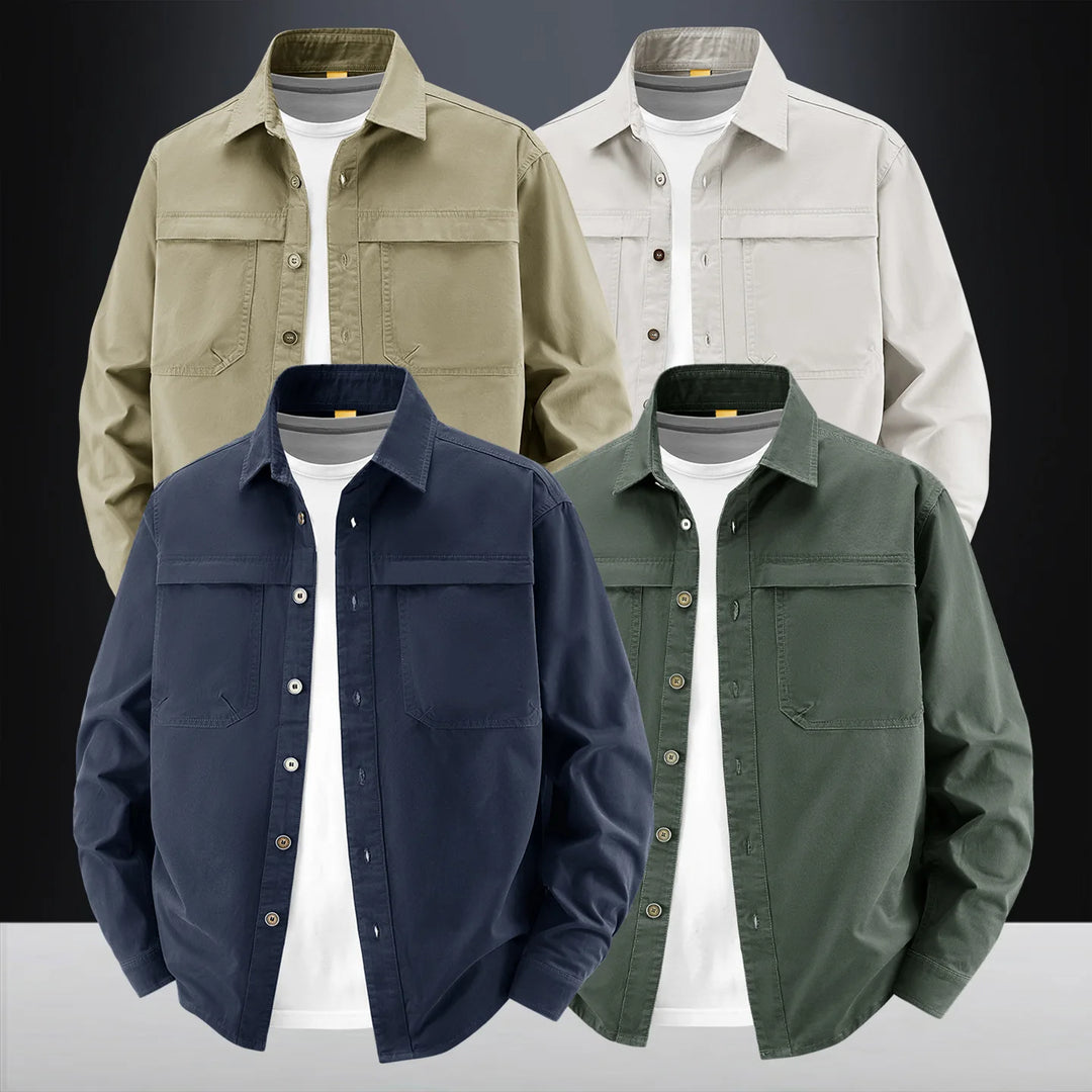 Men's Washed Cotton Long-Sleeved Shirt | Casual Retro Everyday Fit 3