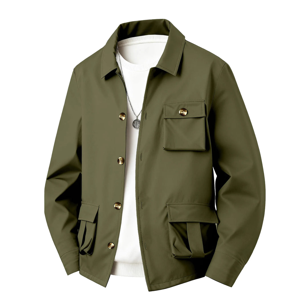 Men's Waterproof Polyester Utility Jacket | Structured All-Weather Essential 1